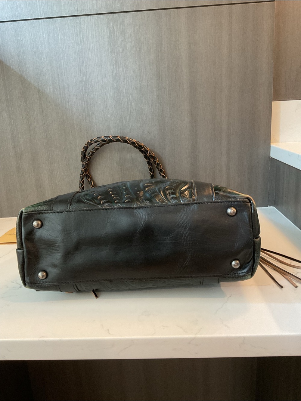Patricia Nash Black Tooled Leather Tote with Tassels - Picture 5 of 7